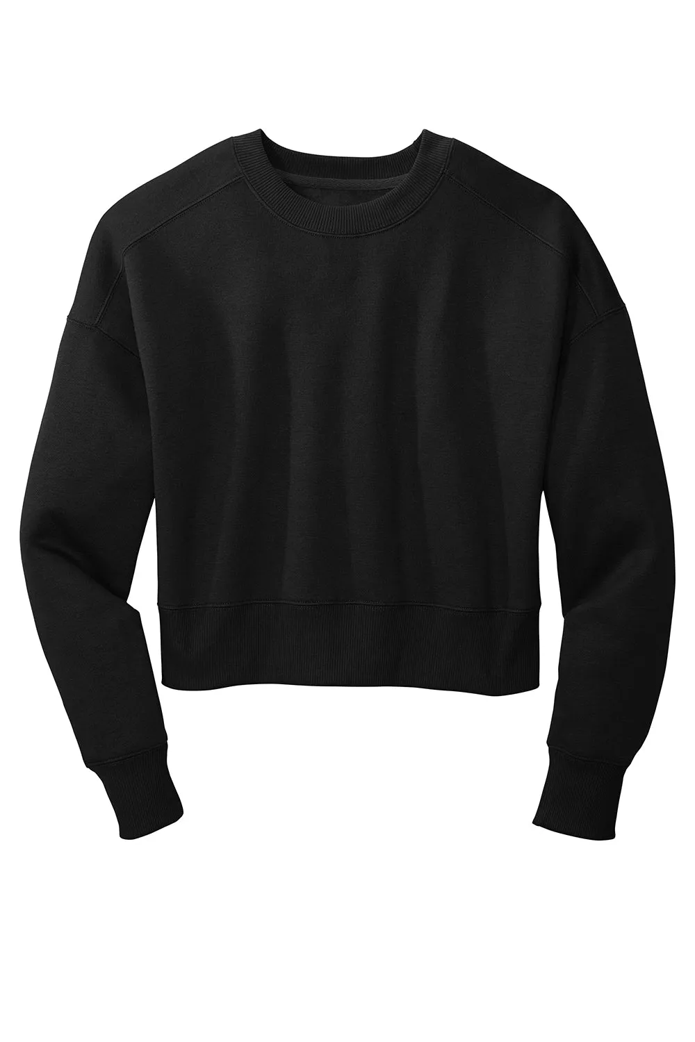 District Womens Perfect Weight Fleece Cropped Crewneck Sweatshirt - Jet Black  Buy new Clothing District