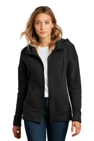 District Womens Perfect Weight Fleece Full Zip Hooded Sweatshirt Hoodie w/ Pockets - Jet Black  Buy new Clothing District
