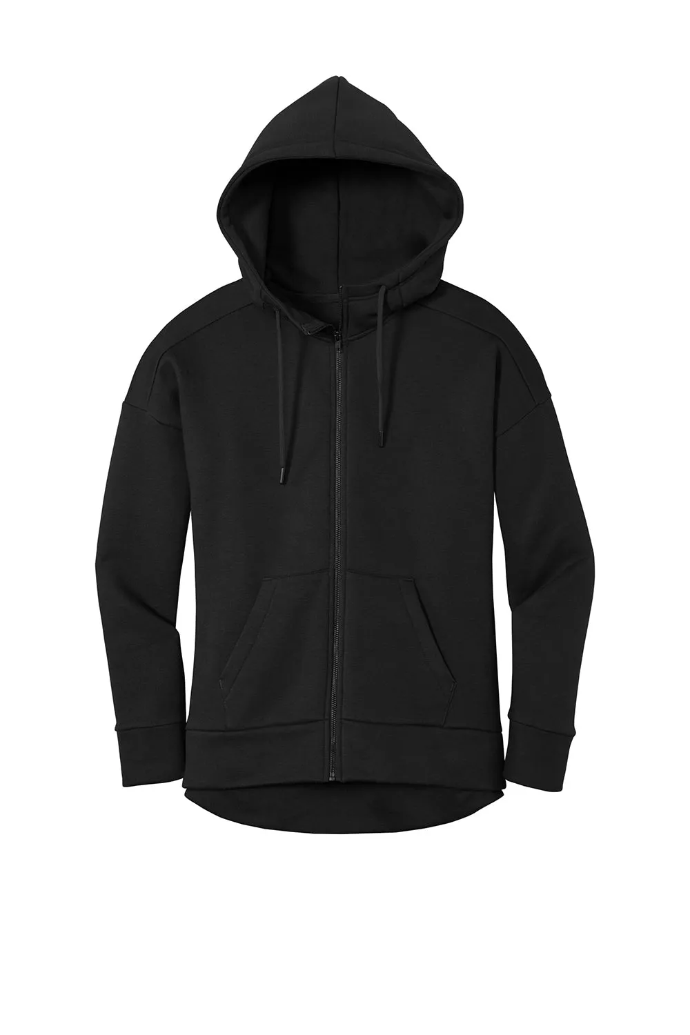 District Womens Perfect Weight Fleece Full Zip Hooded Sweatshirt Hoodie w/ Pockets - Jet Black  Buy new Clothing District