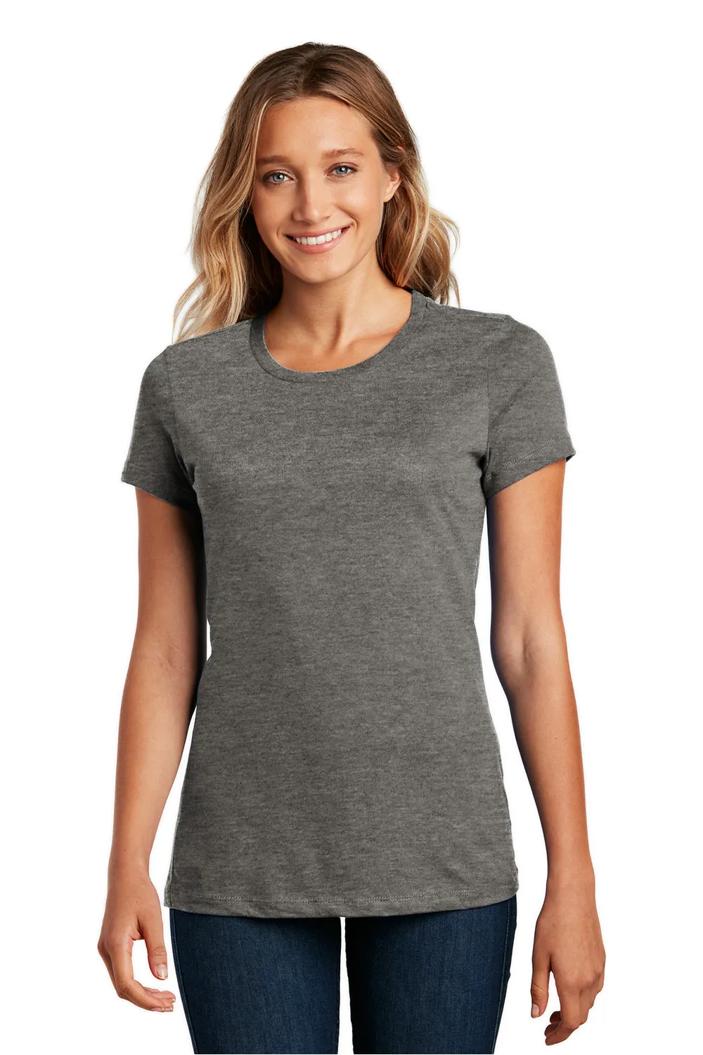 District Womens Perfect Weight Short Sleeve Crewneck T-Shirt - Heather Charcoal Grey  Buy new Clothing District