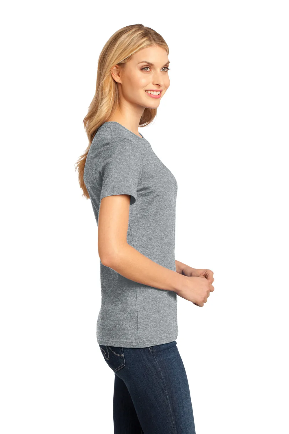 District Womens Perfect Weight Short Sleeve Crewneck T-Shirt - Heather Steel Grey  Buy new Clothing District
