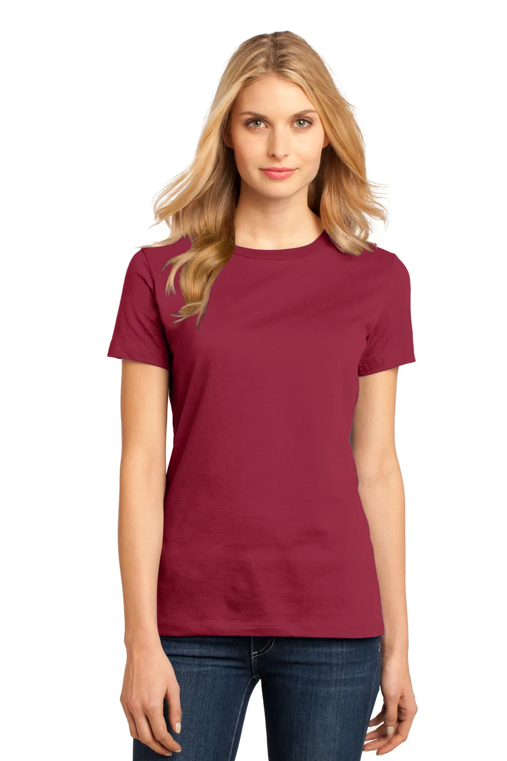 District Womens Perfect Weight Short Sleeve Crewneck T-Shirt - Sangria Red - Closeout  Buy new Clothing District