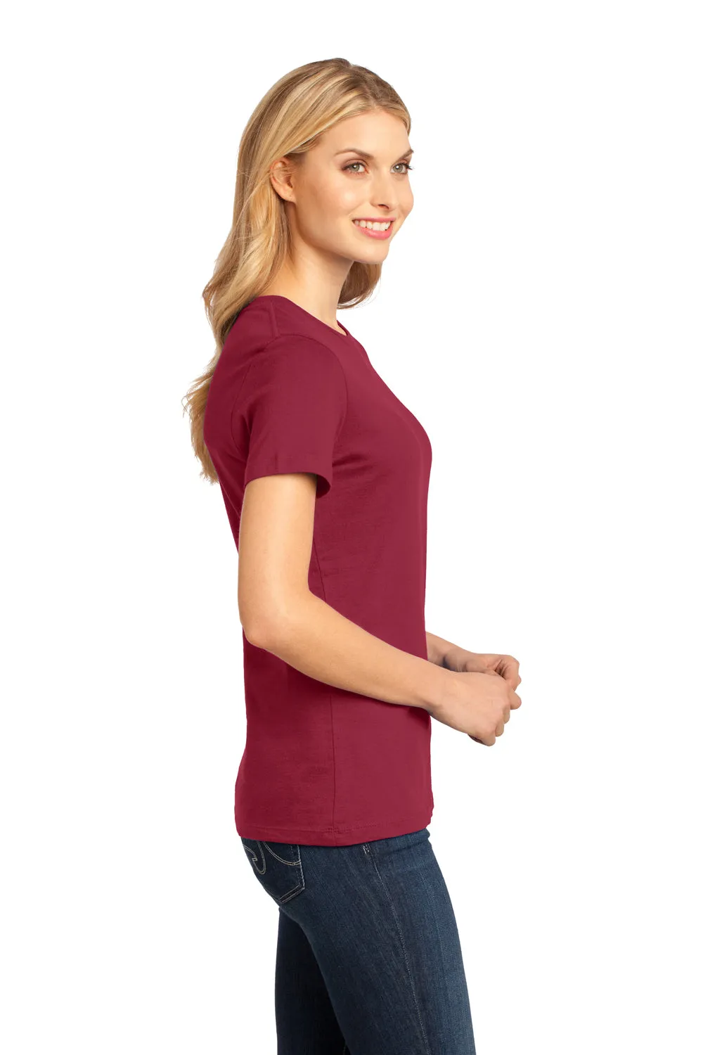 District Womens Perfect Weight Short Sleeve Crewneck T-Shirt - Sangria Red - Closeout  Buy new Clothing District