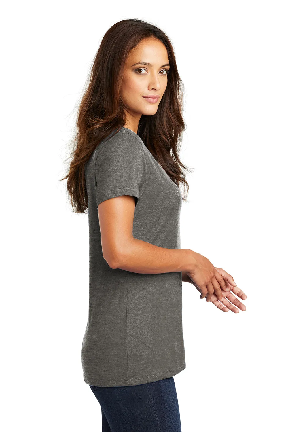 District Womens Perfect Weight Short Sleeve V-Neck T-Shirt - Heather Charcoal Grey  Buy new Clothing District