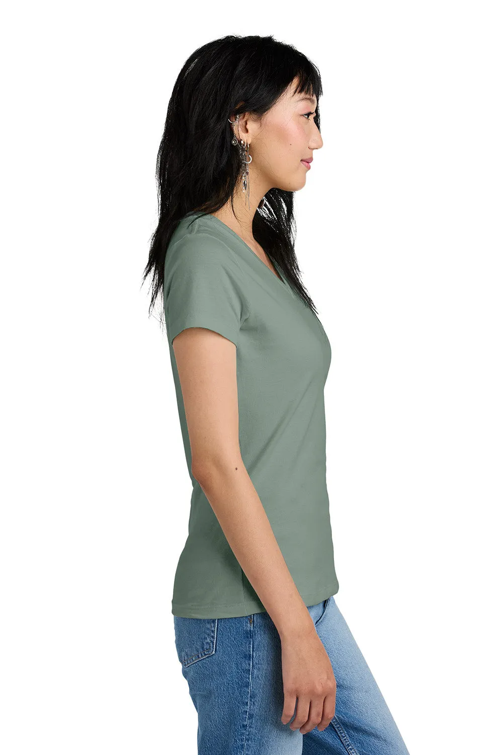District Womens Perfect Weight Short Sleeve V-Neck T-Shirt - Laurel Green  Buy new Clothing District