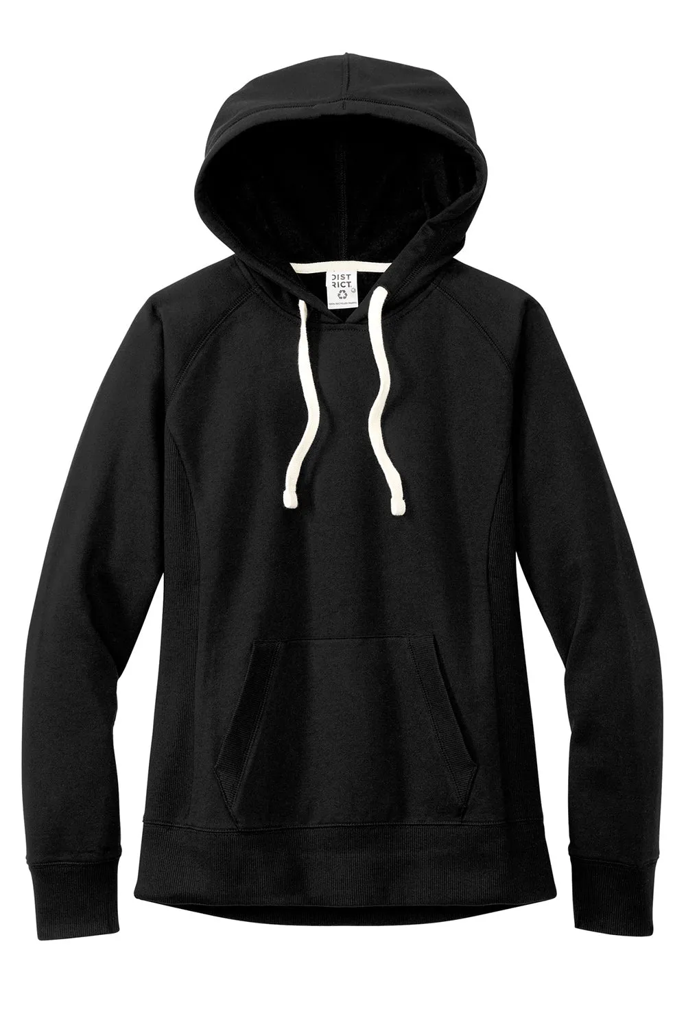 District Womens Re-Fleece Hooded Sweatshirt Hoodie w/ Pouch Pocket - Black  Buy new Clothing District