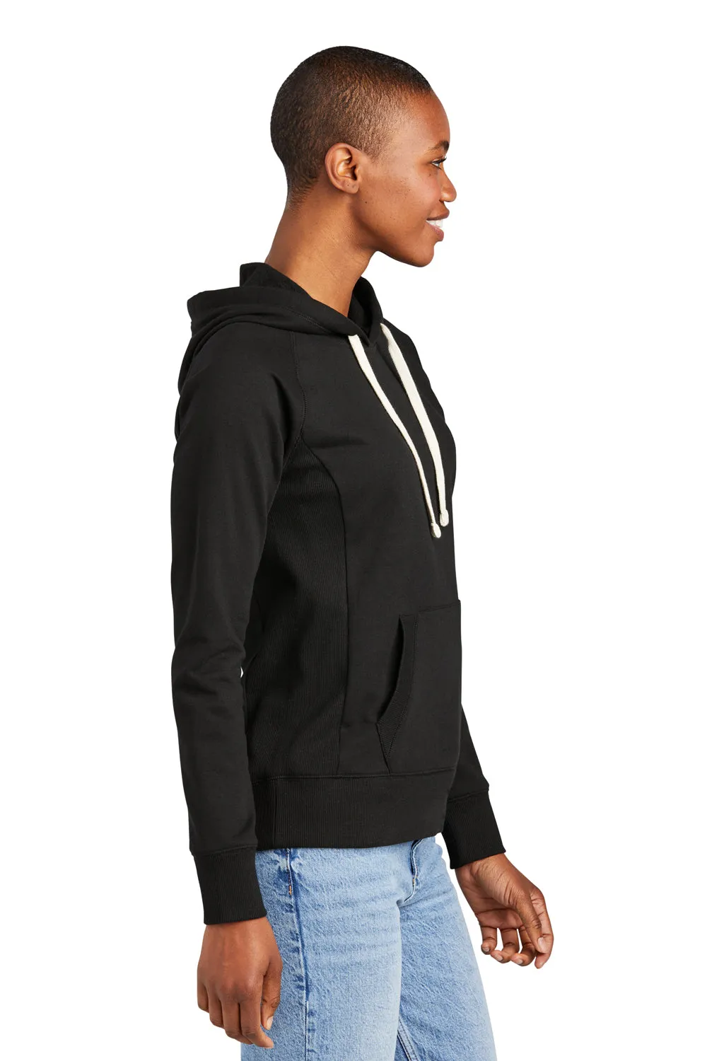 District Womens Re-Fleece Hooded Sweatshirt Hoodie w/ Pouch Pocket - Black  Buy new Clothing District