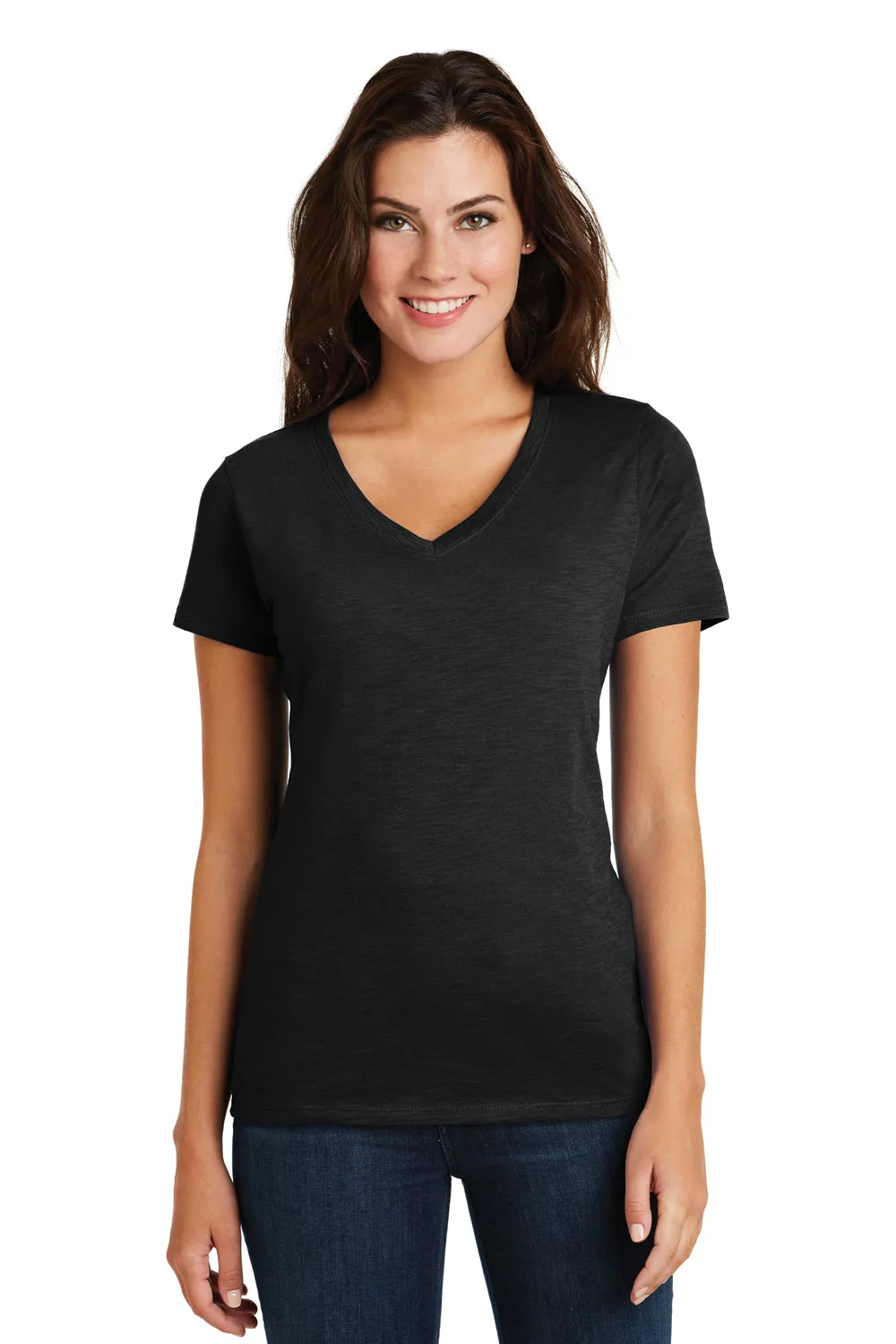 District Womens Super Slub Short Sleeve V-Neck T-Shirt - Black - Closeout  Buy new Clothing District