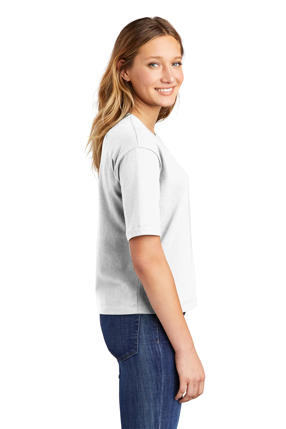 District Womens Very Important Boxy Short Sleeve Crewneck T-Shirt - White - Closeout  Buy new Clothing District