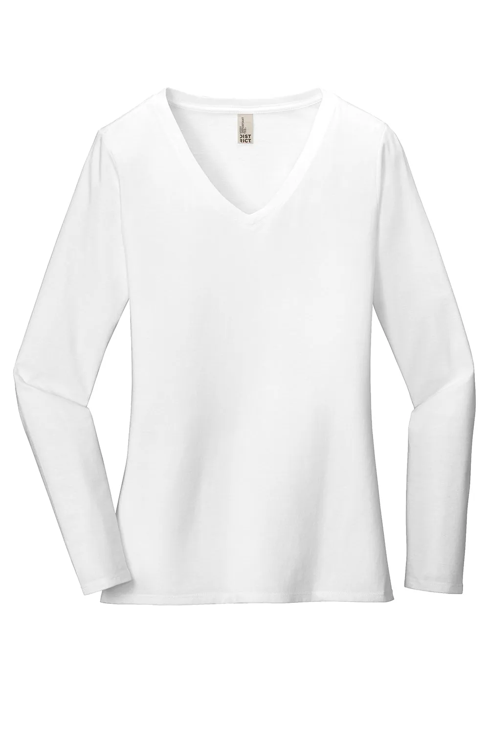 District Womens Very Important Long Sleeve V-Neck T-Shirts - White  Buy new Clothing District