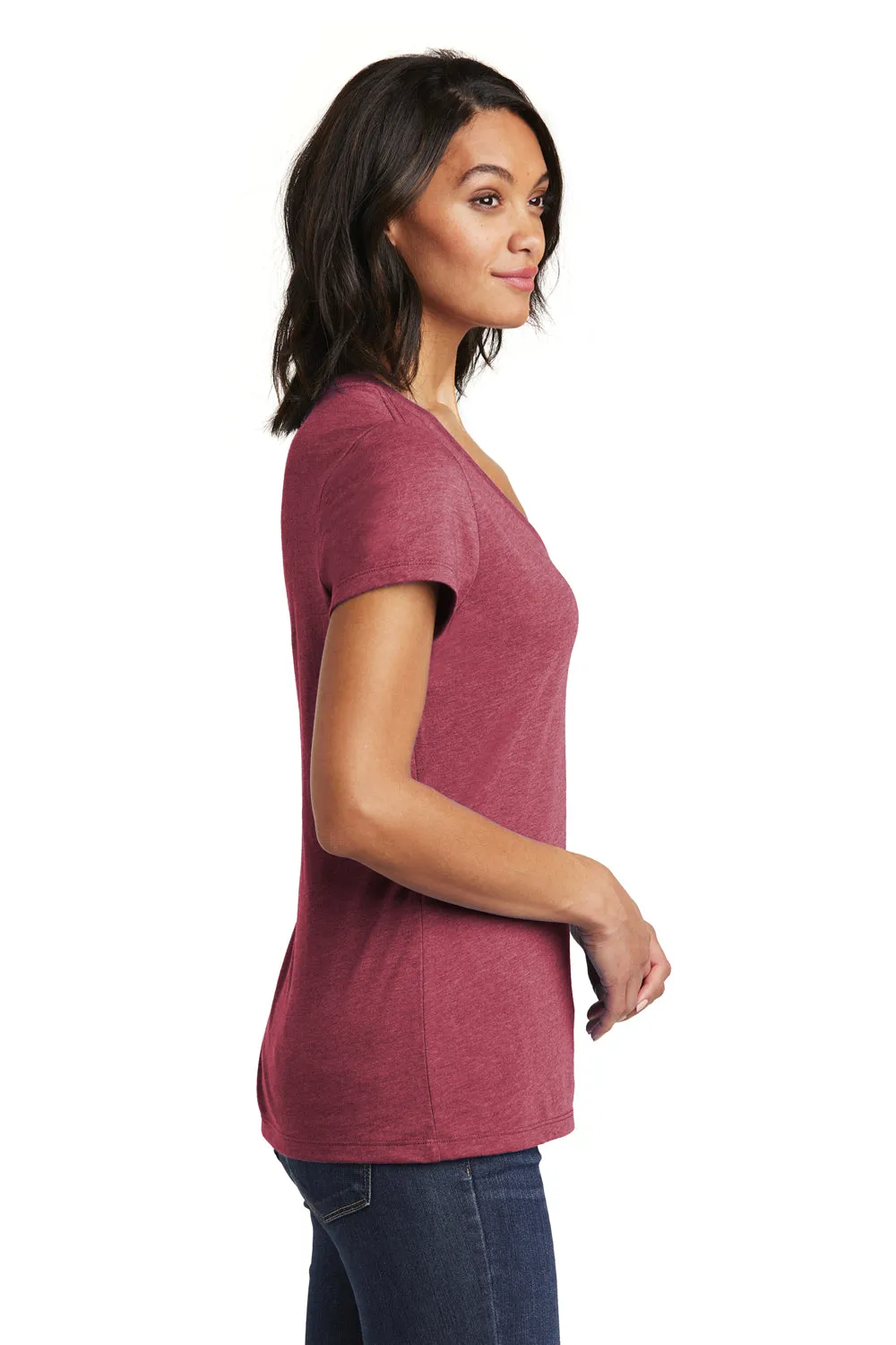 District Womens Very Important Short Sleeve V-Neck T-Shirt - Heather Cardinal Red  Buy new Clothing District