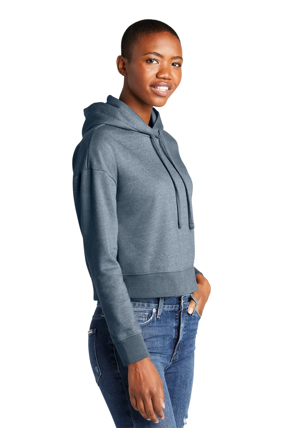 District Womens V.I.T. Fleece Hooded Sweatshirt Hoodie - Heather Flint Blue  Buy new Clothing District