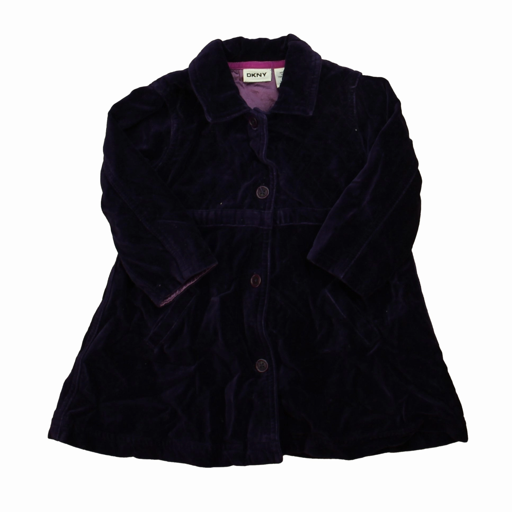DKNY Girls Purple Velour Winter Coat girls trench coats, waterproof jackets girls