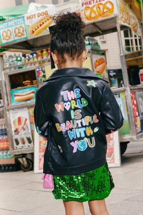 Doodle Art Vegan Moto girls trench coats, waterproof jackets girls