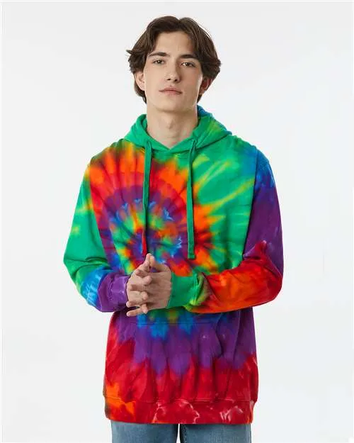 Dyenomite 854MS Multi-Color Spiral Tie-Dyed Hooded Sweatshirt