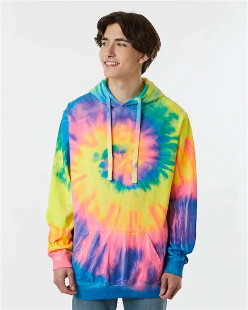 Dyenomite 854MS Multi-Color Spiral Tie-Dyed Hooded Sweatshirt