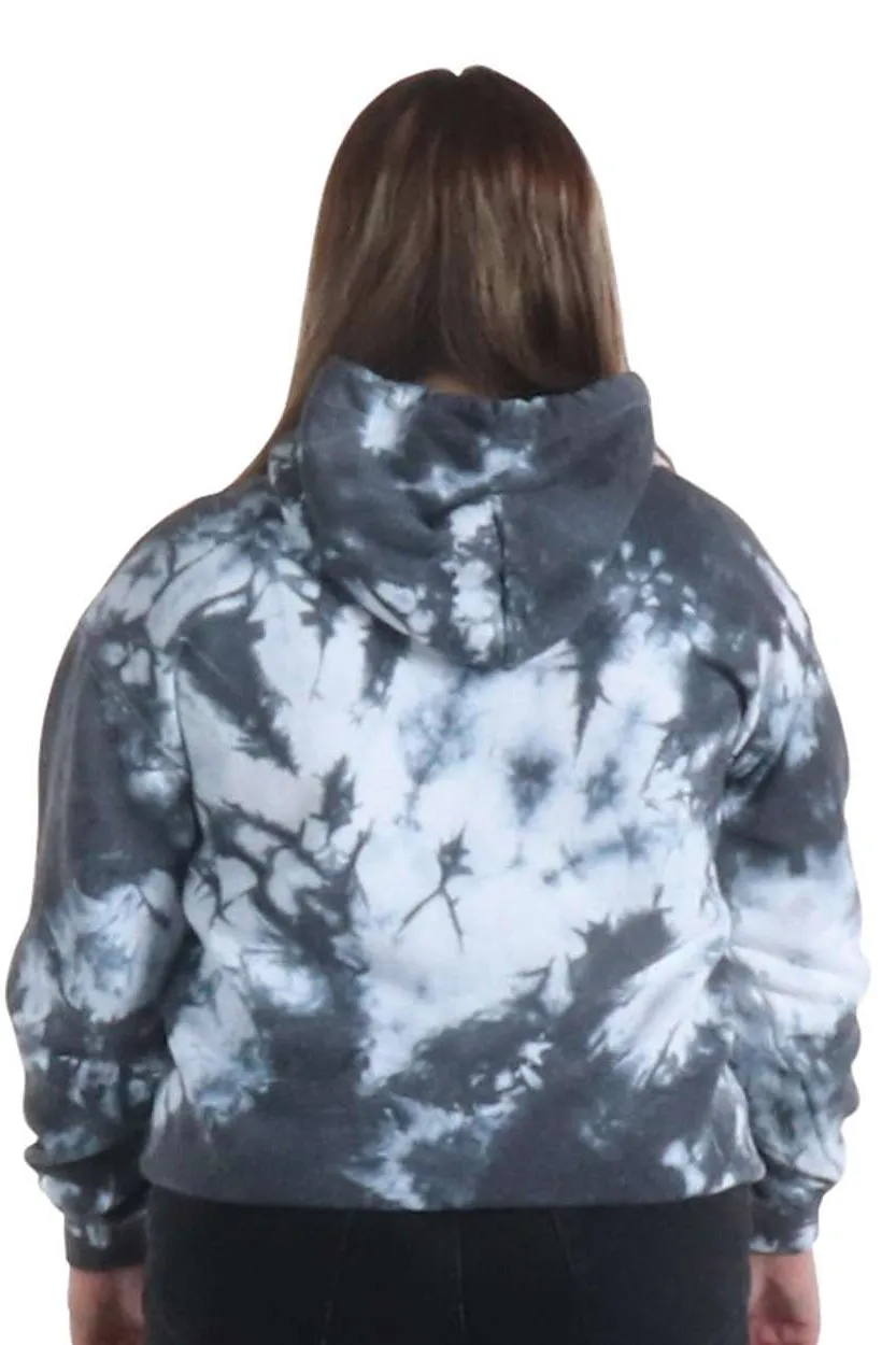Dyenomite Mens Blended Tie Dyed Hooded Sweatshirt Hoodie w/ Pouch Pocket - Black Crystal Clothing Dyenomite