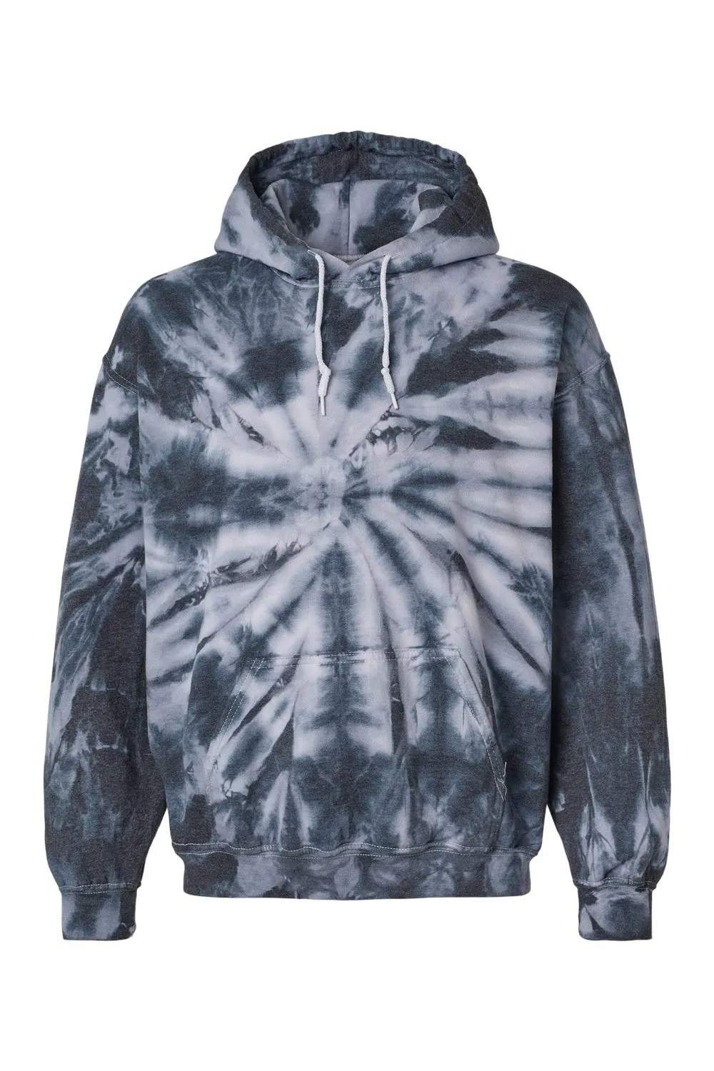 Dyenomite Mens Blended Tie Dyed Hooded Sweatshirt Hoodie w/ Pouch Pocket - Black Cyclone Clothing Dyenomite