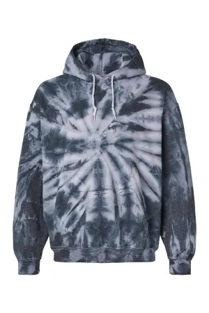 Dyenomite Mens Blended Tie Dyed Hooded Sweatshirt Hoodie w/ Pouch Pocket - Black Cyclone Clothing Dyenomite