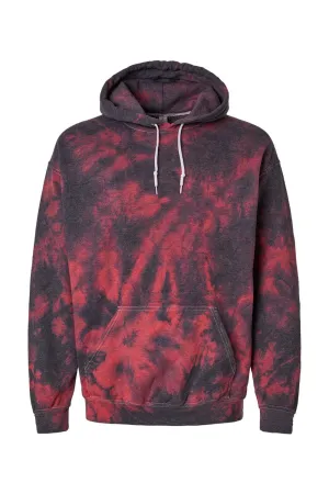 Dyenomite Mens Blended Tie Dyed Hooded Sweatshirt Hoodie w/ Pouch Pocket - Black/Red Crystal Clothing Dyenomite