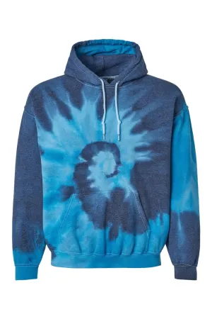 Dyenomite Mens Blended Tie Dyed Hooded Sweatshirt Hoodie w/ Pouch Pocket - Blue Tide Clothing Dyenomite