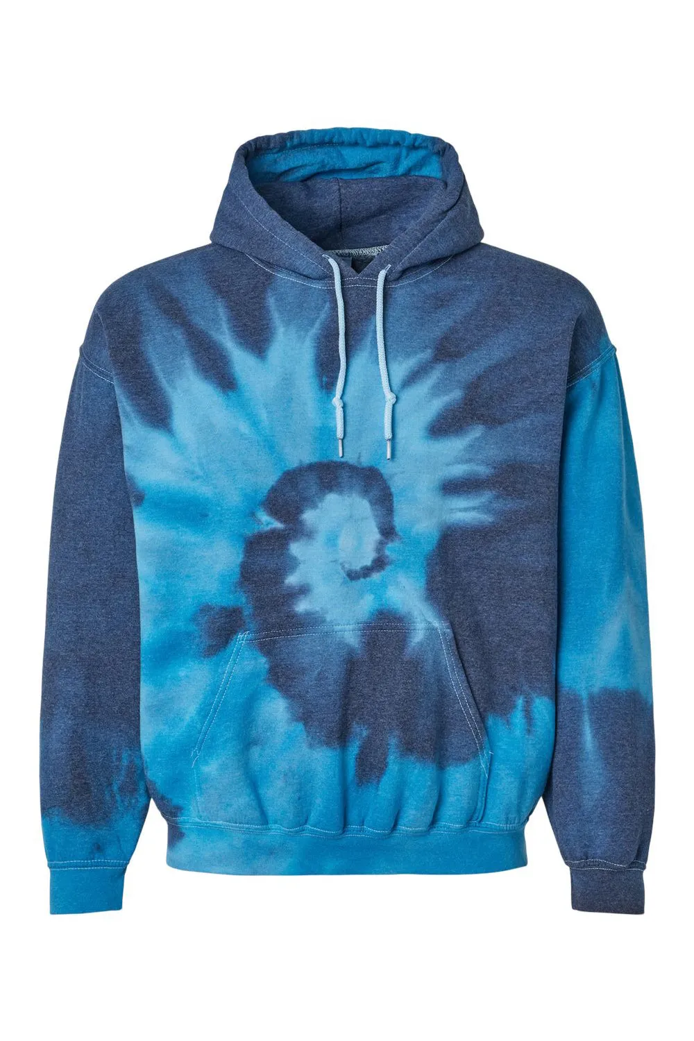 Dyenomite Mens Blended Tie Dyed Hooded Sweatshirt Hoodie w/ Pouch Pocket - Blue Tide Clothing Dyenomite
