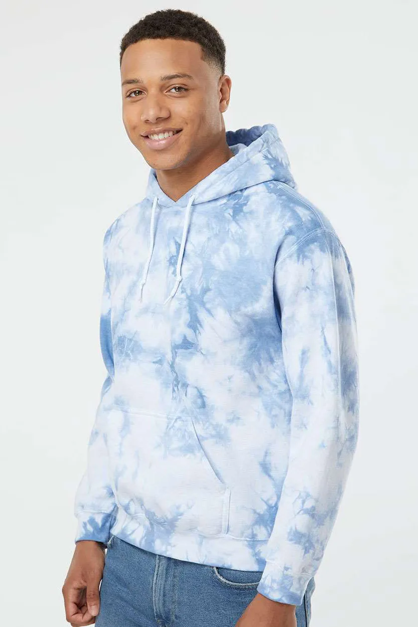 Dyenomite Mens Blended Tie Dyed Hooded Sweatshirt Hoodie w/ Pouch Pocket - Cloudy Sky Crystal Clothing Dyenomite