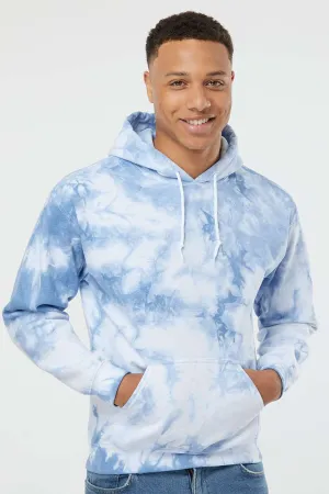 Dyenomite Mens Blended Tie Dyed Hooded Sweatshirt Hoodie w/ Pouch Pocket - Cloudy Sky Crystal Clothing Dyenomite