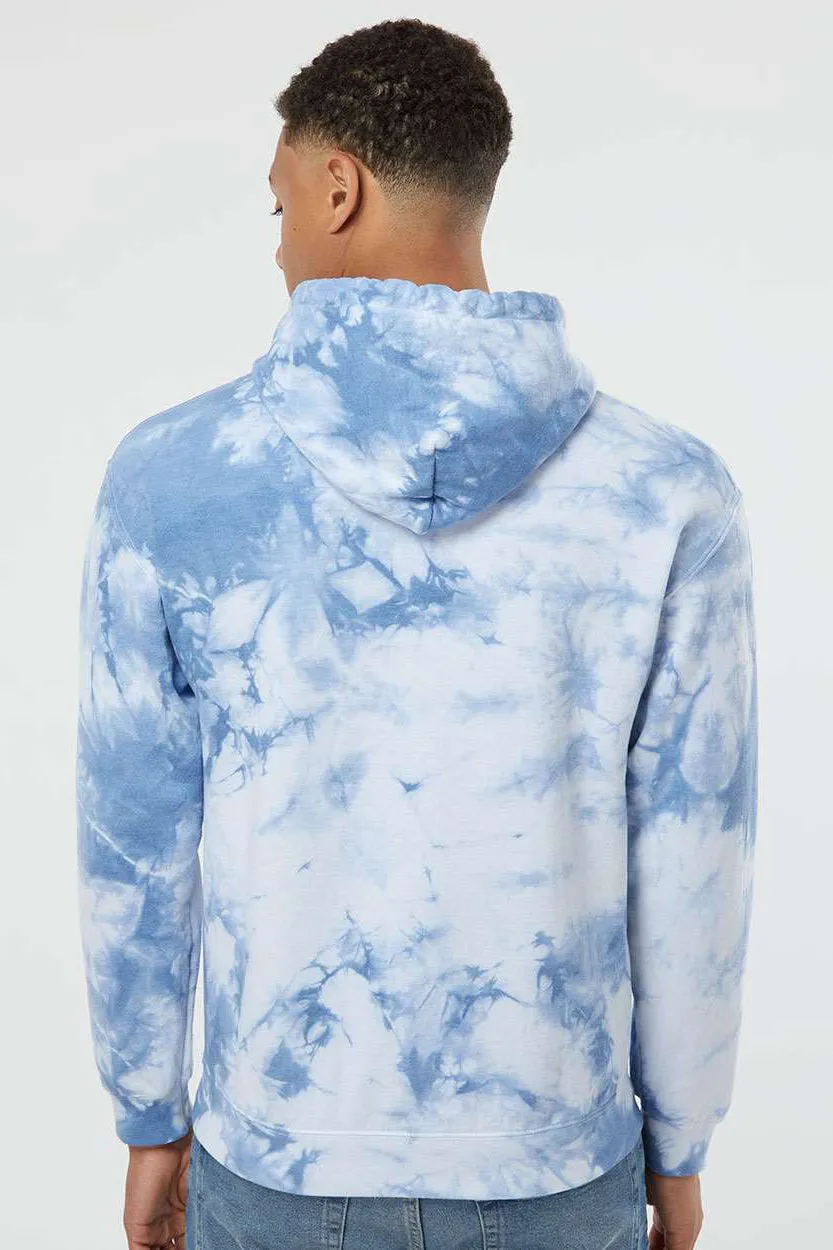 Dyenomite Mens Blended Tie Dyed Hooded Sweatshirt Hoodie w/ Pouch Pocket - Cloudy Sky Crystal Clothing Dyenomite