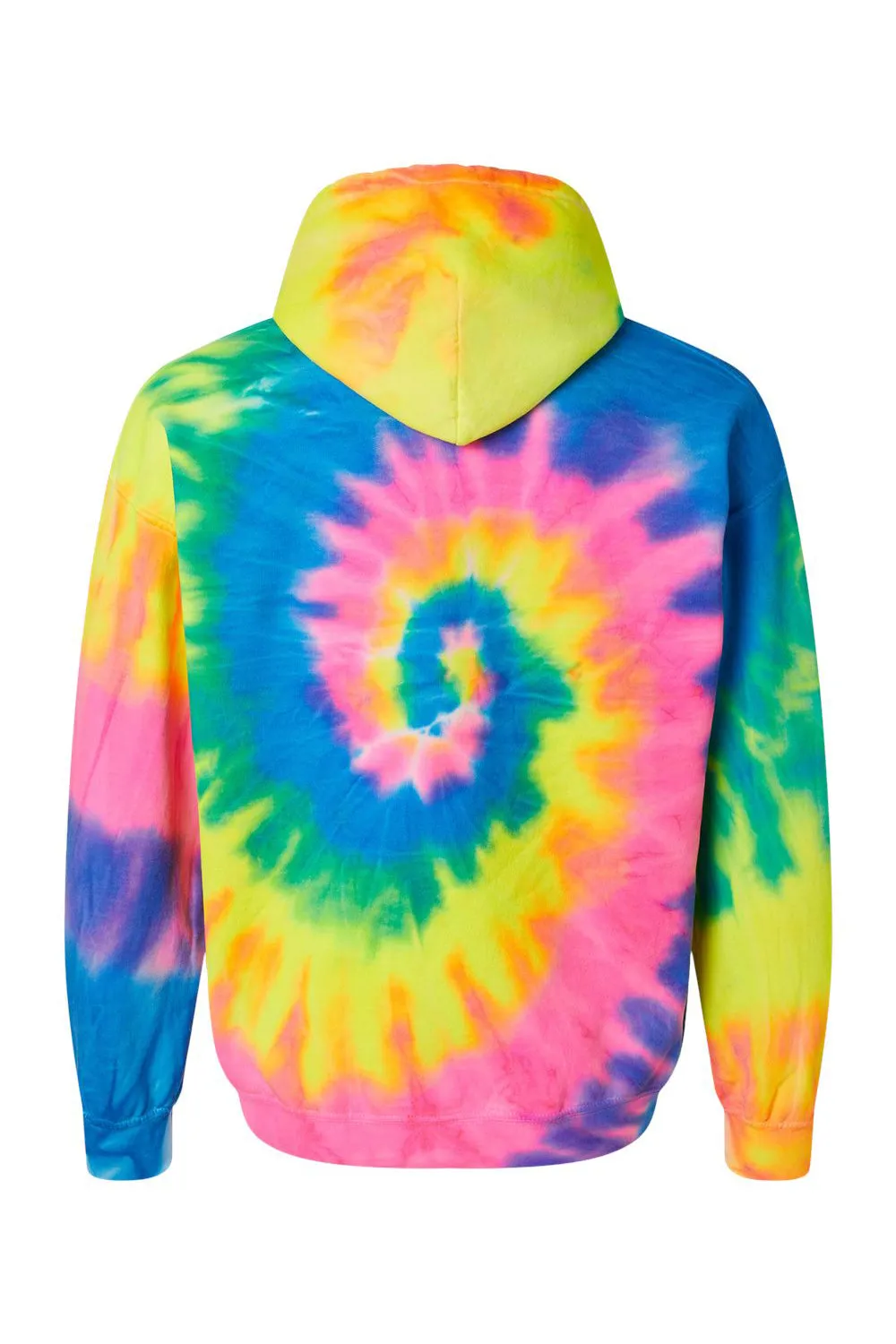 Dyenomite Mens Blended Tie Dyed Hooded Sweatshirt Hoodie w/ Pouch Pocket - Flo Rainbow Clothing Dyenomite