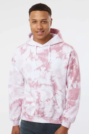 Dyenomite Mens Blended Tie Dyed Hooded Sweatshirt Hoodie w/ Pouch Pocket - Rose Crystal Clothing Dyenomite