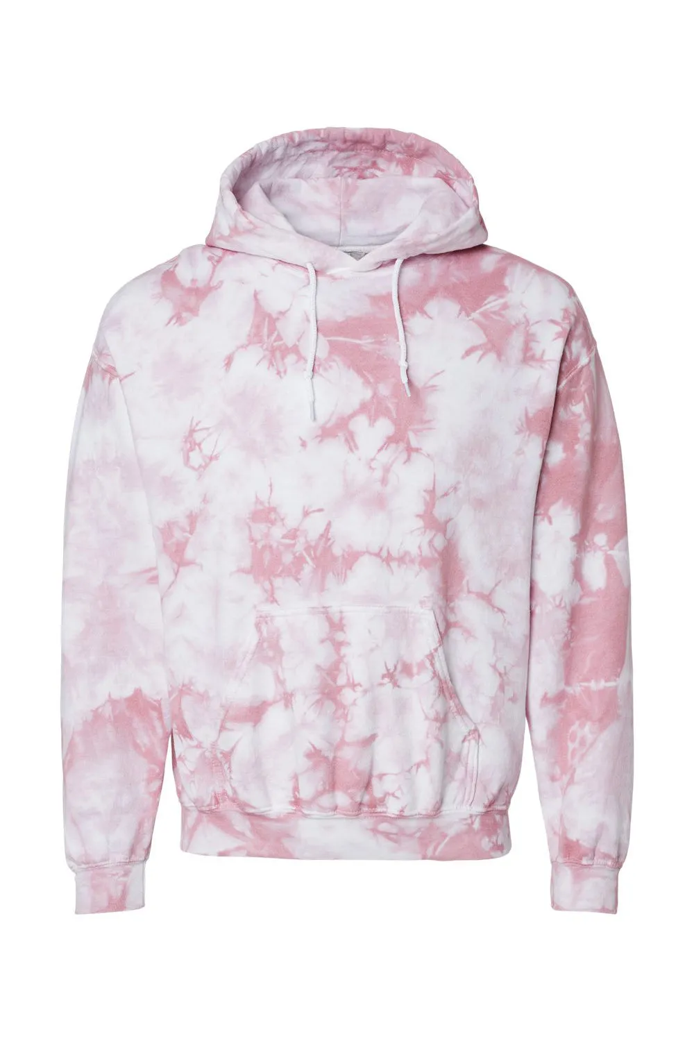 Dyenomite Mens Blended Tie Dyed Hooded Sweatshirt Hoodie w/ Pouch Pocket - Rose Crystal Clothing Dyenomite