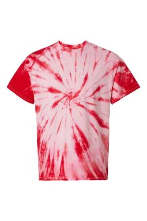 Dyenomite Mens Contrast Cyclone Tie Dyed Short Sleeve Crewneck T-Shirt - Red - Closeout Clothing Dyenomite