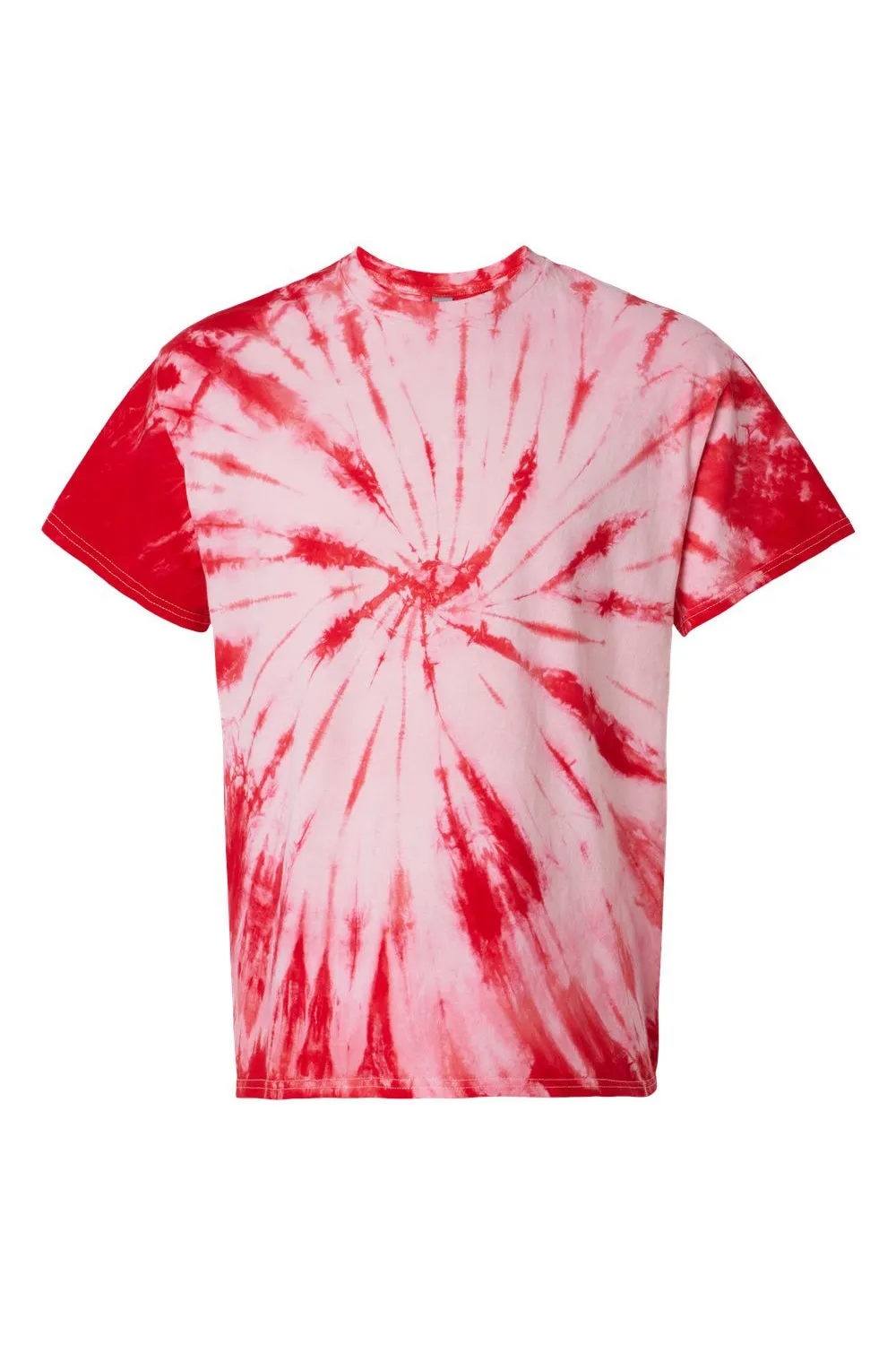 Dyenomite Mens Contrast Cyclone Tie Dyed Short Sleeve Crewneck T-Shirt - Red - Closeout Clothing Dyenomite