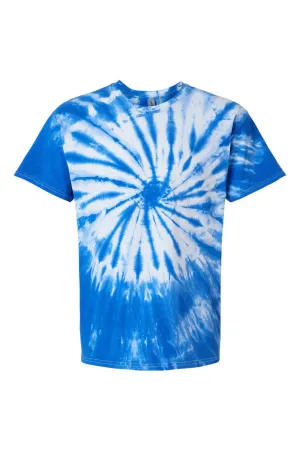Dyenomite Mens Contrast Cyclone Tie Dyed Short Sleeve Crewneck T-Shirt - Royal Blue - Closeout Clothing Dyenomite