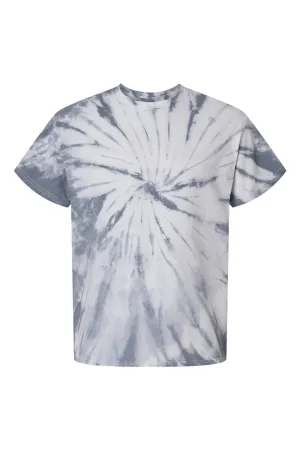 Dyenomite Mens Contrast Cyclone Tie Dyed Short Sleeve Crewneck T-Shirt - Silver Grey - Closeout Clothing Dyenomite