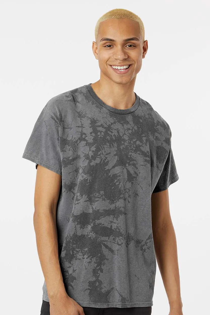 Dyenomite Mens Crush Tie Dyed Short Sleeve Crewneck T-Shirt - Obsidian Clothing Dyenomite