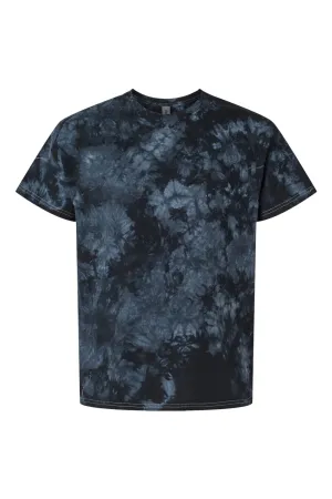 Dyenomite Mens Crystal Tie Dyed Short Sleeve Crewneck T-Shirt - Black Crystal Clothing Dyenomite