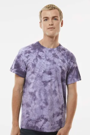 Dyenomite Mens Crystal Tie Dyed Short Sleeve Crewneck T-Shirt - Blackberry Clothing Dyenomite