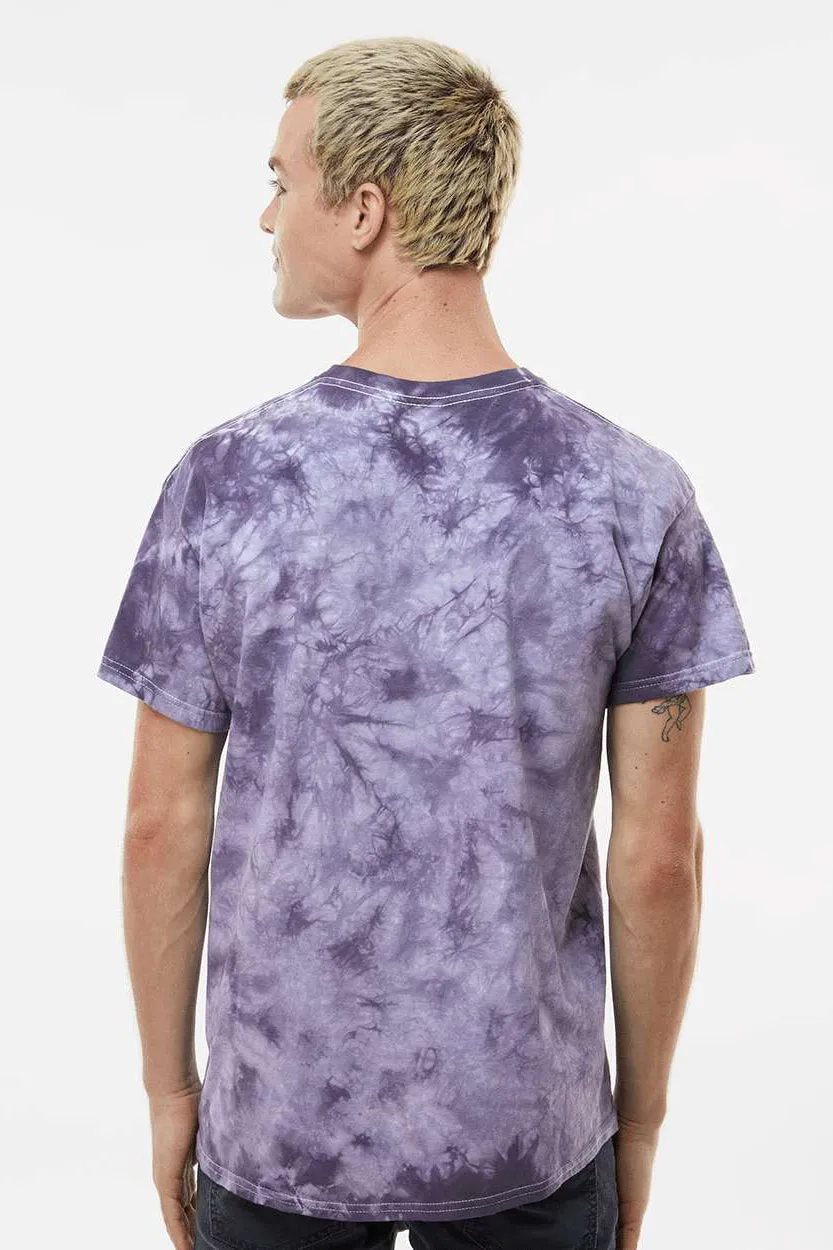 Dyenomite Mens Crystal Tie Dyed Short Sleeve Crewneck T-Shirt - Blackberry Clothing Dyenomite