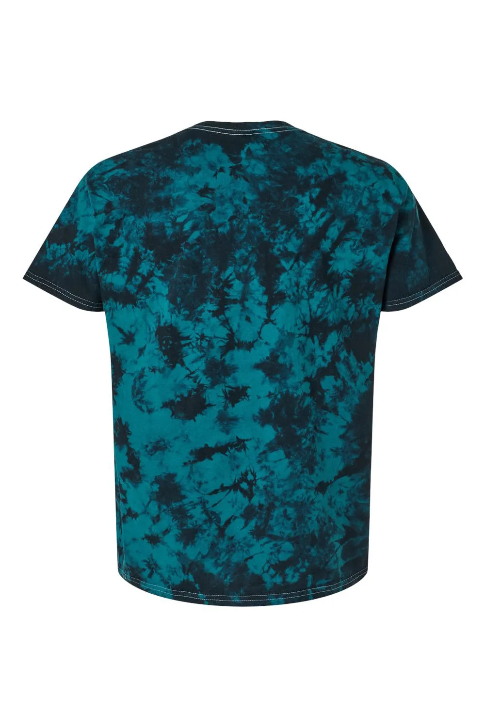 Dyenomite Mens Crystal Tie Dyed Short Sleeve Crewneck T-Shirt - Black/Teal Clothing Dyenomite