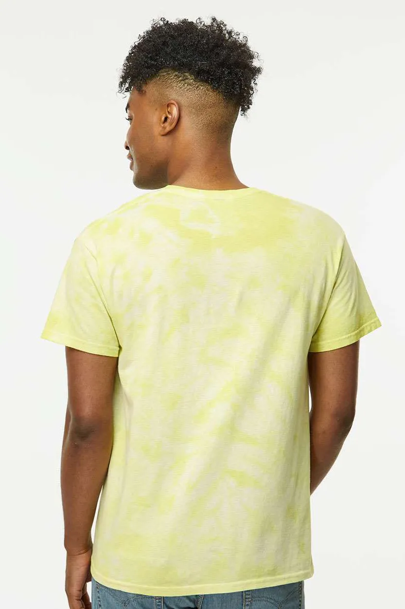 Dyenomite Mens Crystal Tie Dyed Short Sleeve Crewneck T-Shirt - Citron Clothing Dyenomite