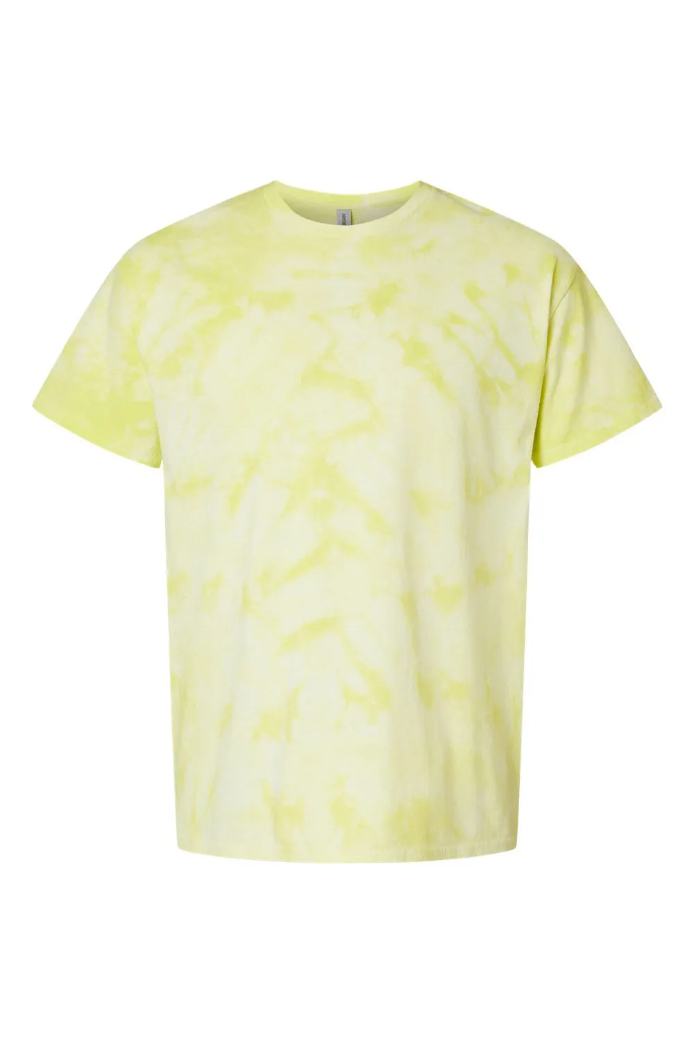Dyenomite Mens Crystal Tie Dyed Short Sleeve Crewneck T-Shirt - Citron Clothing Dyenomite