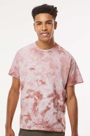Dyenomite Mens Crystal Tie Dyed Short Sleeve Crewneck T-Shirt - Copper Clothing Dyenomite
