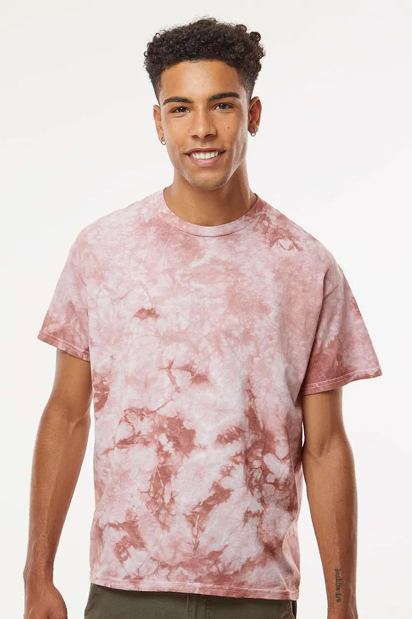 Dyenomite Mens Crystal Tie Dyed Short Sleeve Crewneck T-Shirt - Copper Clothing Dyenomite