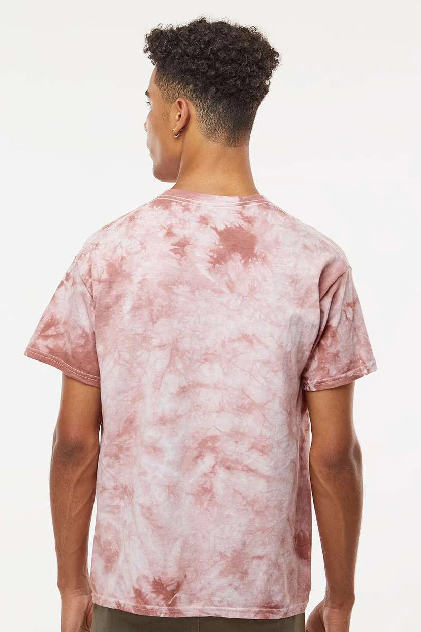 Dyenomite Mens Crystal Tie Dyed Short Sleeve Crewneck T-Shirt - Copper Clothing Dyenomite