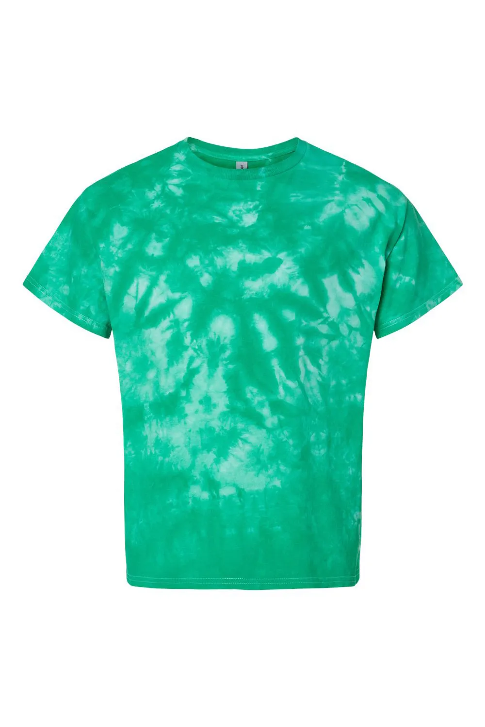 Dyenomite Mens Crystal Tie Dyed Short Sleeve Crewneck T-Shirt - Emerald Clothing Dyenomite