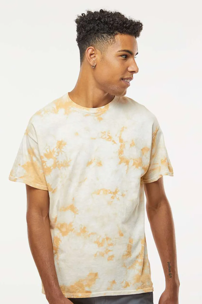 Dyenomite Mens Crystal Tie Dyed Short Sleeve Crewneck T-Shirt - Honey Clothing Dyenomite
