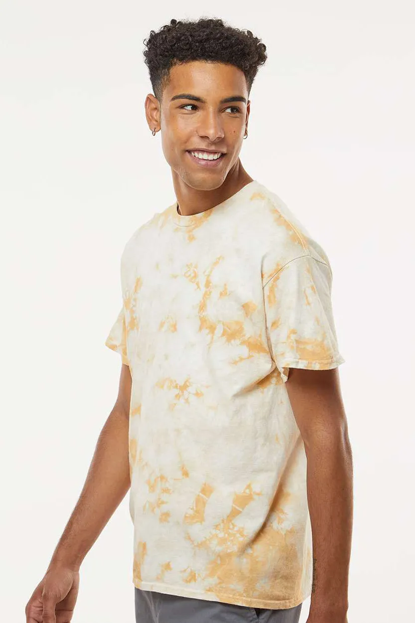 Dyenomite Mens Crystal Tie Dyed Short Sleeve Crewneck T-Shirt - Honey Clothing Dyenomite