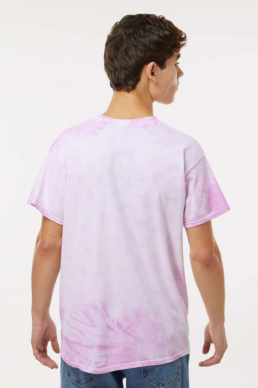 Dyenomite Mens Crystal Tie Dyed Short Sleeve Crewneck T-Shirt - Lilac Clothing Dyenomite